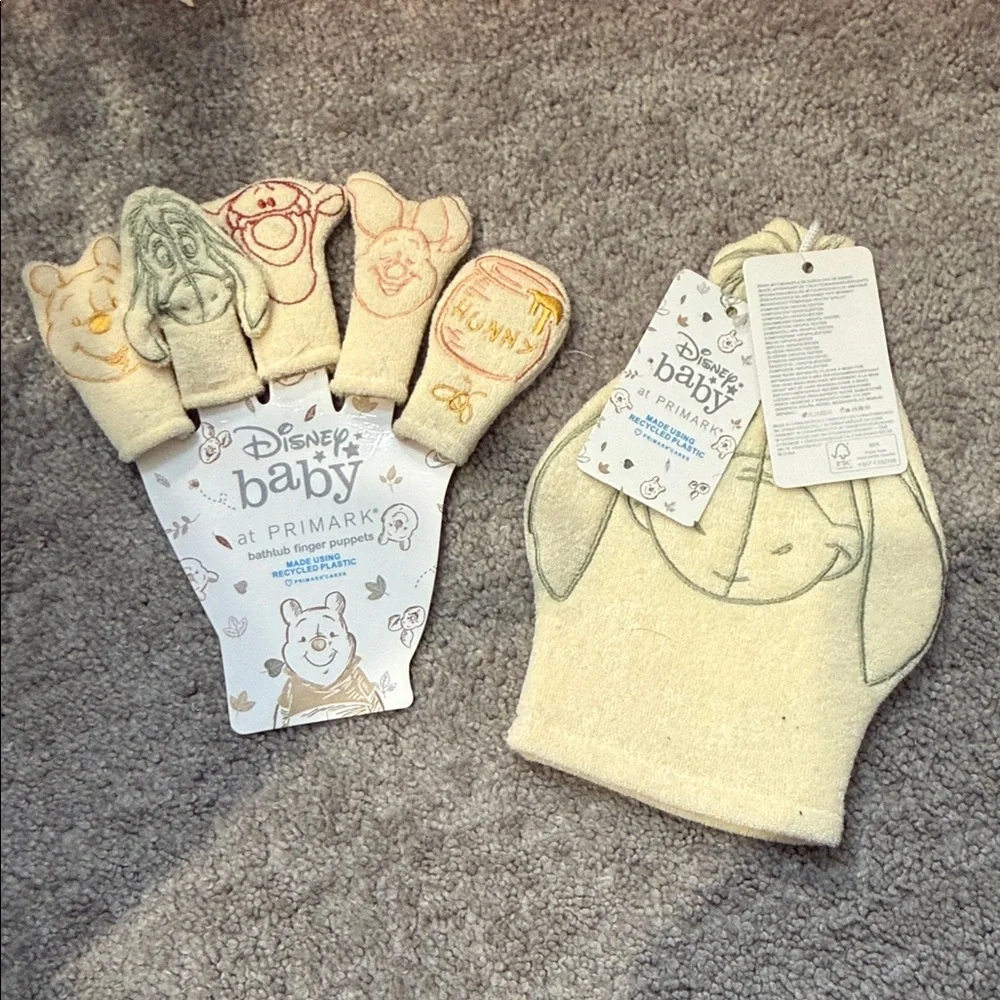 Disney Baby Yellow Bath Mitt and Finger Puppets